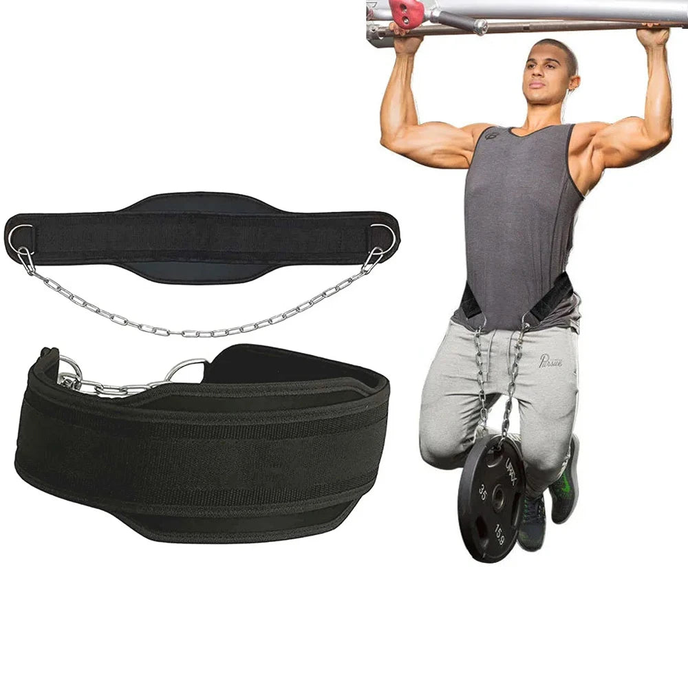 Neoprene Weight Lifting Dip Belt with Chain