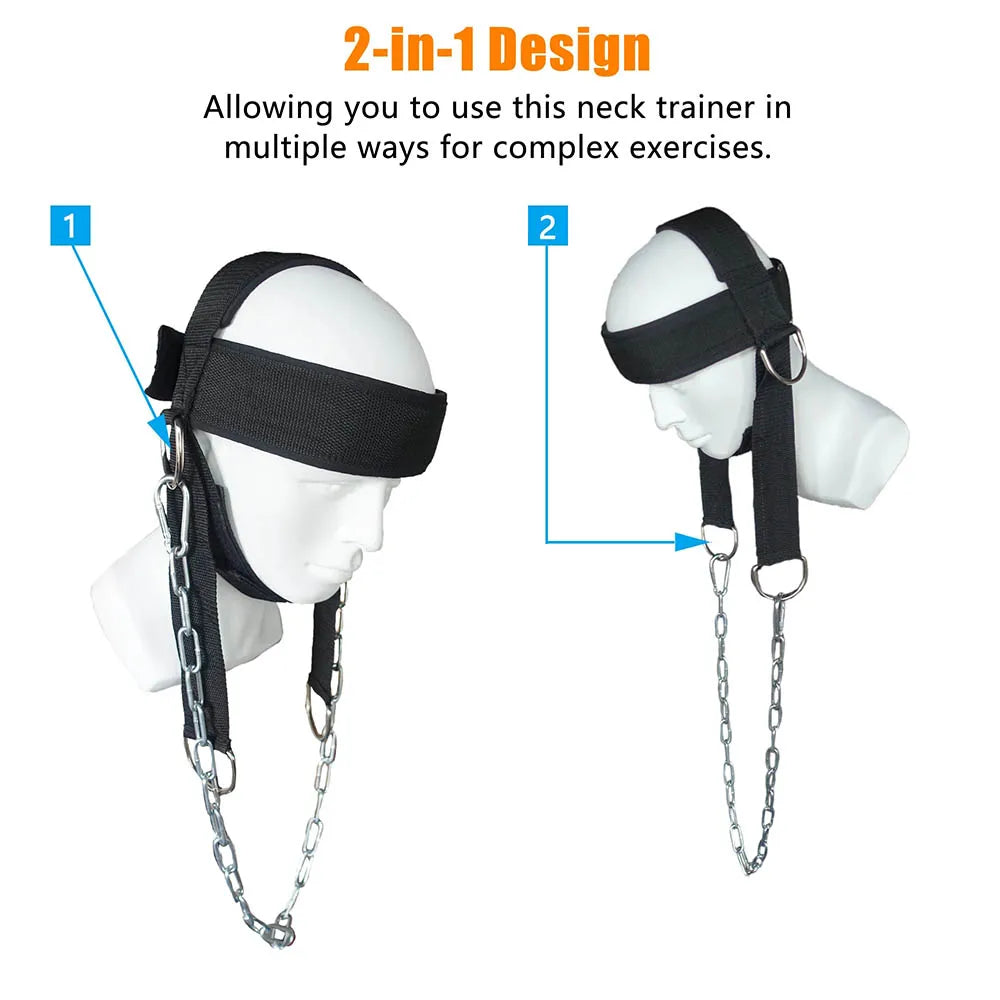 Neck Training Head Harness with Steel Chain
