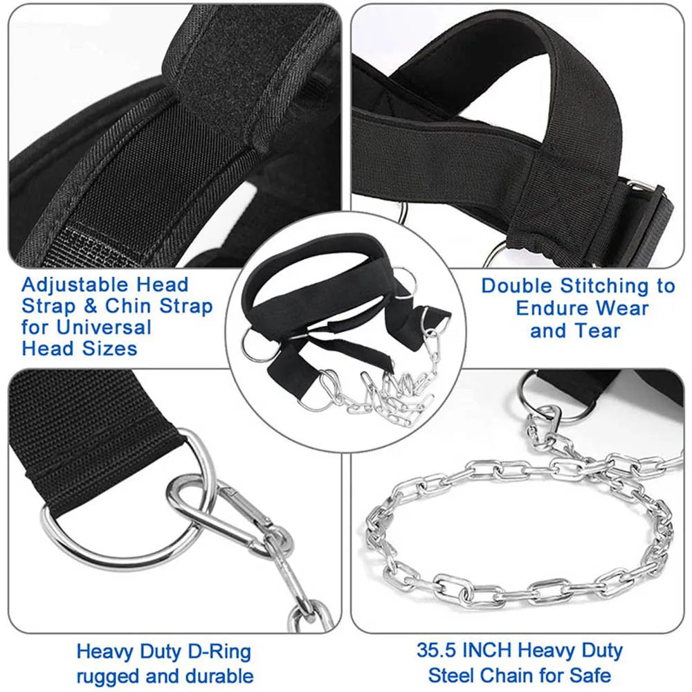 Neck Training Head Harness with Steel Chain
